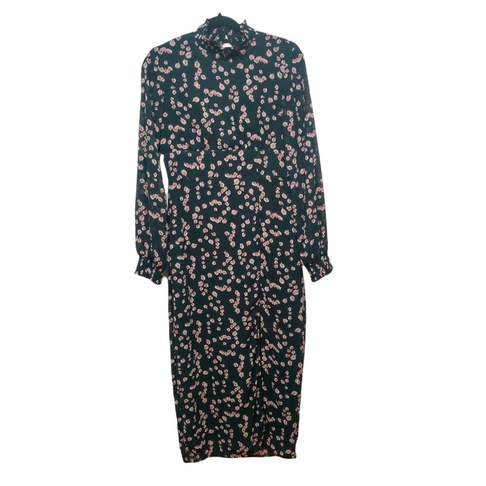 Nasty Gal Floral High Neck Slit Midi Dress Size 4